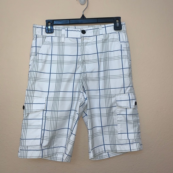 ✅ Tony Hawk White Gray & Blue Plaid Shorts Sz 16 - Picture 2 of 9